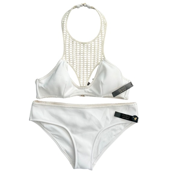 Victoria's Secret Other - Victorias Secret White Crochet High Neck Halter Bikini Set XL NWT Beach